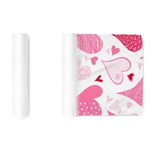 My Little Nest Cute Romantic Pink Hearts Hand Towels Soft Bath Towel Absorbent Kitchen Fingertip Towel Quick Dry Guest Towels for Bathroom Gym Spa Hotel and Bar 30 x 15 Inch