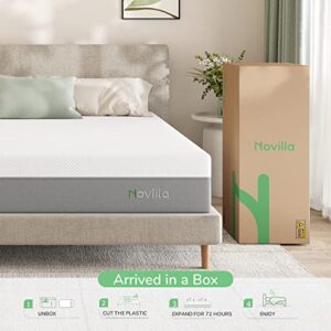 Novilla Queen Mattress, 10 Inch Gel Memory Foam Mattress for Enhanced Support & Motion Isolation, Medium Firm Bed Mattress in a Box-Vibrant