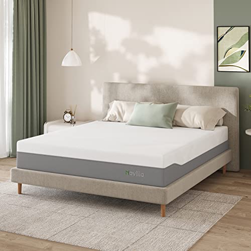 Novilla Queen Mattress, 10 Inch Gel Memory Foam Mattress for Enhanced Support & Motion Isolation, Medium Firm Bed Mattress in a Box-Vibrant