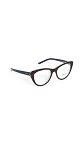 prada millennials pr 05xv 5121o1 havana blue chess plastic cat-eye eyeglasses 53mm