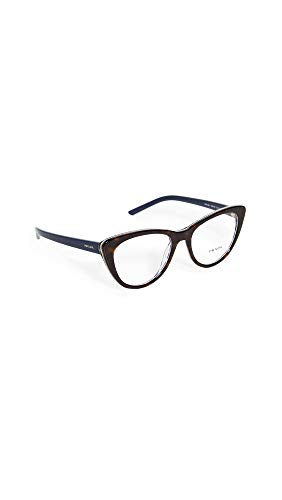 Prada Millennials PR 05XV 5121O1 Havana Blue Chess Plastic Cat-Eye Eyeglasses 53mm