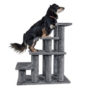 furhaven steady paws multi-step pet stairs for high beds & sofas – gray, 4-step