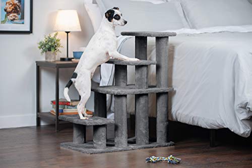 Furhaven Steady Paws Multi-Step Pet Stairs for High Beds & Sofas - Gray, 4-Step