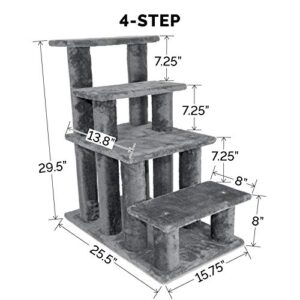Furhaven Steady Paws Multi-Step Pet Stairs for High Beds & Sofas - Gray, 4-Step