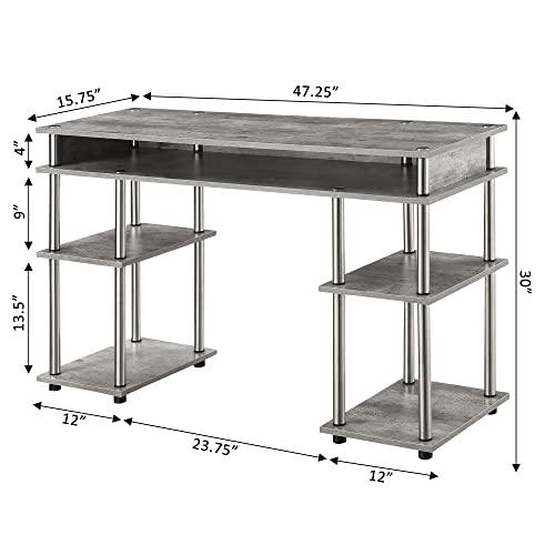 Convenience Concepts Designs2Go No Tools Student Shelves Desk, Faux Birch