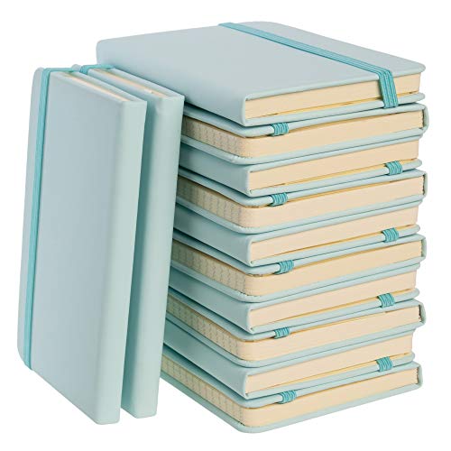 Simply Genius A6 Pocket Size Mini Notebooks with Hardcover - Ruled Small Pocket Journal Set for School, Home & Office - 124 pages (3.7" x 5.7") with Inner Pocket (Light Blue, 12 Pack)