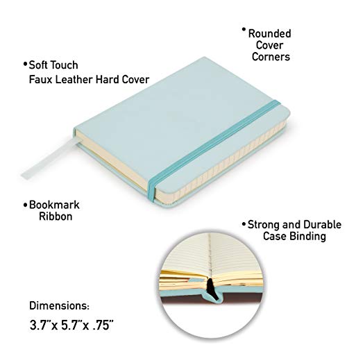 Simply Genius A6 Pocket Size Mini Notebooks with Hardcover - Ruled Small Pocket Journal Set for School, Home & Office - 124 pages (3.7" x 5.7") with Inner Pocket (Light Blue, 12 Pack)