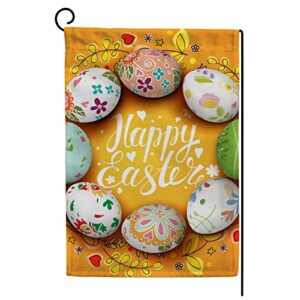 my little nest seasonal garden flag happy easter decorated eggs double sided vertical garden flags for home yard holiday flag outdoor decoration farmhouse banner 12″x18″
