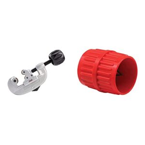 ridgid 32920 model 15 screw feed tubing cutter, 3/16″ to 1-1/8″ tube cutter & armour line rp77271 pipe and tubing reamer, 1/8 in to 1-5/8 in diameter, (single pack), red
