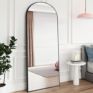 pexfix full length mirror sleek arched-top standing mirror floor mirror, wall mirror standing, leaning hanging for home, 65″x22″, black