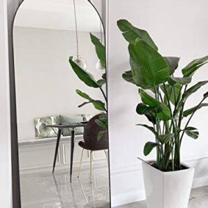PexFix Full Length Mirror Sleek Arched-Top Standing Mirror Floor Mirror, Wall Mirror Standing, Leaning Hanging for Home, 65"x22", Black