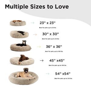 Best Friends by Sheri The Original Calming Donut Cat and Dog Bed in Shag Fur Taupe, Small 23x23