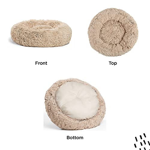 Best Friends by Sheri The Original Calming Donut Cat and Dog Bed in Shag Fur Taupe, Small 23x23