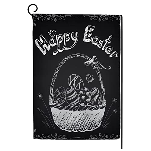 My Little Nest Seasonal Garden Flag Vintage Happy Easter Basket Eggs Double Sided Vertical Garden Flags for Home Yard Holiday Flag Outdoor Decoration Farmhouse Banner 12"x18"