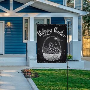 My Little Nest Seasonal Garden Flag Vintage Happy Easter Basket Eggs Double Sided Vertical Garden Flags for Home Yard Holiday Flag Outdoor Decoration Farmhouse Banner 12"x18"