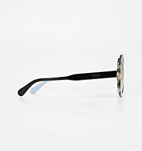 Prada Heritage PR 16US KHR0A7 Black Azure Spotted Brown Plastic Square Sunglasses Grey Gradient Lens