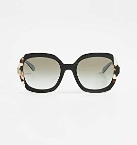 Prada Heritage PR 16US KHR0A7 Black Azure Spotted Brown Plastic Square Sunglasses Grey Gradient Lens