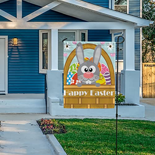 My Little Nest Seasonal Garden Flag Happy Easter Rabbits Vertical Garden Flags Double Sided for Home Farmhouse Yard Holiday Flag Outdoor Decoration Banner 12"x18"