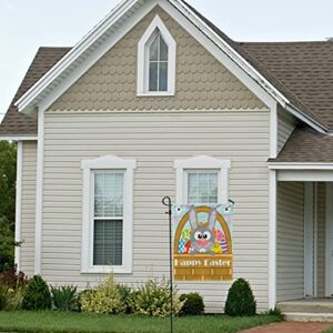 My Little Nest Seasonal Garden Flag Happy Easter Rabbits Vertical Garden Flags Double Sided for Home Farmhouse Yard Holiday Flag Outdoor Decoration Banner 12"x18"