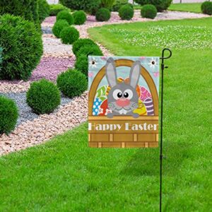 My Little Nest Seasonal Garden Flag Happy Easter Rabbits Vertical Garden Flags Double Sided for Home Farmhouse Yard Holiday Flag Outdoor Decoration Banner 12"x18"