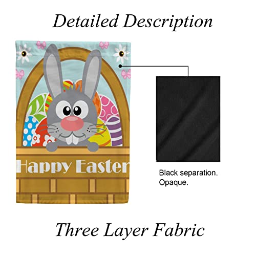 My Little Nest Seasonal Garden Flag Happy Easter Rabbits Vertical Garden Flags Double Sided for Home Farmhouse Yard Holiday Flag Outdoor Decoration Banner 12"x18"