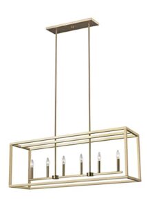 sea gull lighting generation 6634506-848 transitional six light island pendant from seagull-moffet street collection dark finish, 42.00 inches, satin bronze