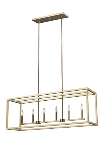 Sea Gull Lighting Generation 6634506-848 Transitional Six Light Island Pendant from Seagull-Moffet Street Collection Dark Finish, 42.00 inches, Satin Bronze