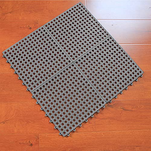 16Pack Drainage Interlocking Floor Tiles, 12”x12” Non-Slip Pool Bathtub Drain Tiles for Flooring, Soft PVC Splicing Modular Cushion Mat, Vented Floor Tiles for Locker Room Basement Stairs