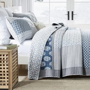 Y-PLWOMEN Quilt King Size 100% Cotton King Size Quilt, Blue Farmhouse King Bedspreads, Lightweight Soft King Quilt Sets for All Season, 3 Piece