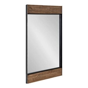 kate and laurel kincaid farmhouse wood and metal framed mirror, 20 x 36, rustic brown and black, chic rectangle mirror for wall