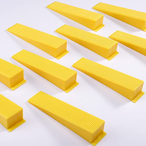 300 Pcs Reusable Leveling Wedges, Tile Leveling System Wedges For 1/8" spacers, 1/16" spacers, 1/32" spacers and Tile Leveling System Kit,for Tile Leveler Installation (300, Yellow)