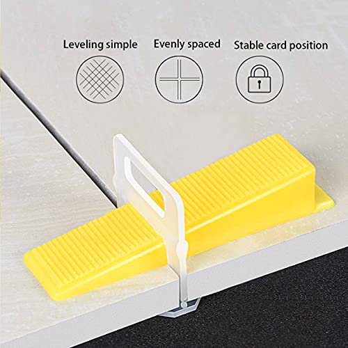 300 Pcs Reusable Leveling Wedges, Tile Leveling System Wedges For 1/8" spacers, 1/16" spacers, 1/32" spacers and Tile Leveling System Kit,for Tile Leveler Installation (300, Yellow)