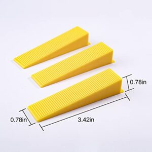 300 Pcs Reusable Leveling Wedges, Tile Leveling System Wedges For 1/8" spacers, 1/16" spacers, 1/32" spacers and Tile Leveling System Kit,for Tile Leveler Installation (300, Yellow)