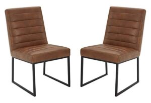 amazon brand – rivet decatur modern faux leather dining chair, set of 2, 21″w, tan brown