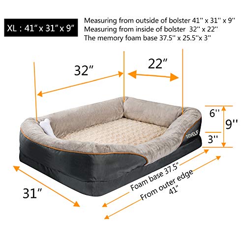 JOYELF X-Large Memory Foam Dog Bed, Orthopedic Dog Bed & Sofa with Removable Washable Cover Dog Sleeper for Large Dogs