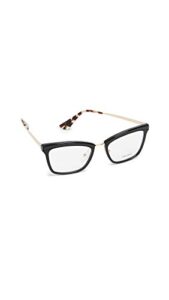 prada women’s square glasses, black/clear, one size