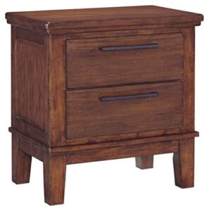 signature design by ashley ralene mid-century modern minimalist 2 drawer nightstand, medium brown