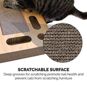 Furhaven Rectangle Archway Corrugated Cat Scratcher Busy Box Toy w/ Catnip - Tan, One Size