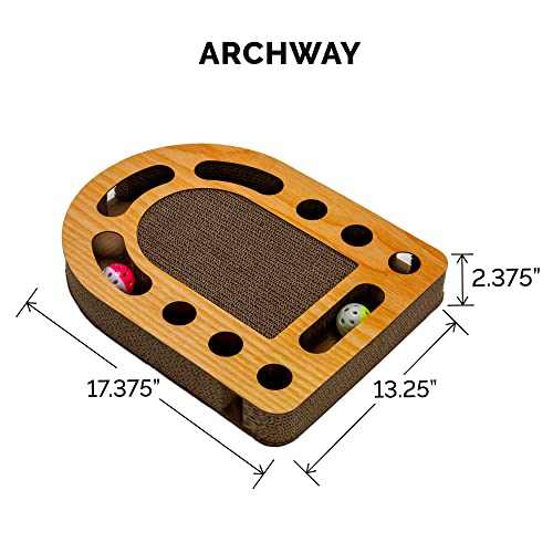 Furhaven Rectangle Archway Corrugated Cat Scratcher Busy Box Toy w/ Catnip - Tan, One Size