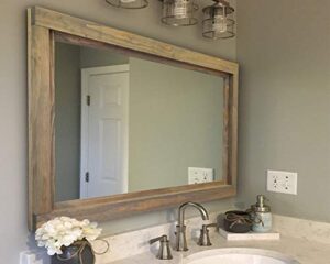 farmhouse framed wall mirror, 20 stain colors – large framed, mirror, rustic home decor, vanity mirror, wall mirror decorative, vanity mirror, 22×24, 24×30, 36×30, 42×30, 60×30 – weathered oak