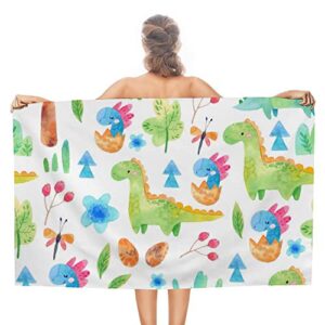 my little nest bath towels quick dry bathroom towels dinosaurs floral leaves absorbent shower towels soft hand towel wash cloths for spa pool hotel gym 31″ x 51″
