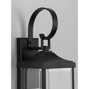 Gibbes Street Collection 2-Light Clear Beveled Glass New Traditional Outdoor Medium Wall Lantern Light Textured Black