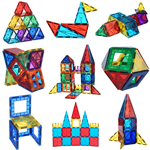 Magnetic Tiles, Toy for 3 4 5 6 Year Old Boys Girls Kids & Toddlers, Magnetic Blocks Building Set, Magnetic Tiles for Kids, STEM Educational Building Toy, Magnet Tiles Toy, Best Gift for 3-8 Year Olds