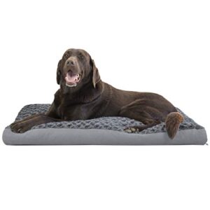 Furhaven Large Pillow Dog Bed Ultra Plush Faux Fur & Suede Mattress w/ Removable Washable Cover - Gray, Large