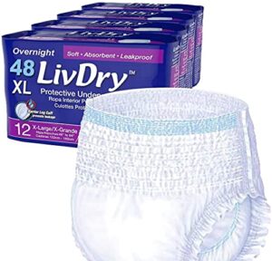 livdry adult xl incontinence underwear, overnight comfort absorbency, leak protection, x-large, 48-pack