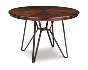 signature design by ashley mid century centiar dining room table, brown