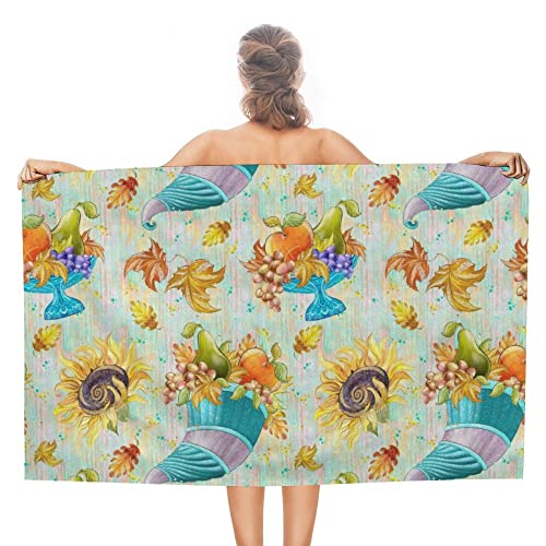 My Little Nest Bath Towels Soft Absorbent Bathroom Towel Thanksgiving Harvest Sunflower Quick Dry Bath Towel Large Shower Towels Lightweight Hand Towels 31" x 51"