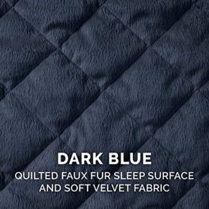 Furhaven XXL Orthopedic Dog Bed Goliath Quilted Faux Fur & Velvet Chaise w/ Removable Washable Cover - Dark Blue, 2XL