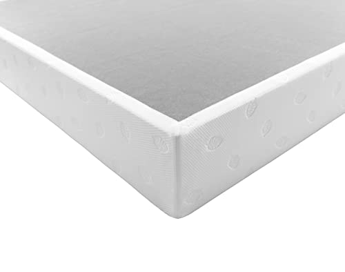 Panana 9 Inch Metal Box Spring Bed Base/Heavy Duty Steel with Fabric Cover/Mattress Foundation/Metal Frame Easy Assembly,Queen,White