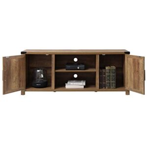 WAMPAT Farmhouse Barn Door TV Stand for TVs Up to 65" Modern Wood Console Entertainment Center Storage Cabinet Table Living Room with Adjustable Shelves